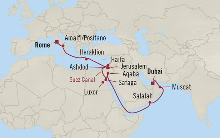 オーシャニア クルーズ日間 ドバイ アラブ首長国連邦 ローマ チヴィタヴェッキア イタリア