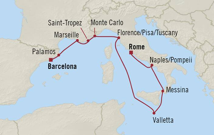 オーシャニア クルーズ10日間 ローマ チヴィタヴェッキア イタリア バルセロナ スペイン