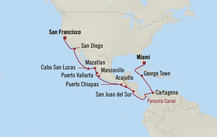 Oceania Cruises 18-days from Miami, Florida, United States to San ...