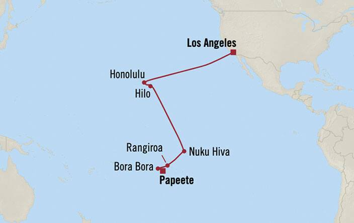 オーシャニア クルーズ18日間 パペーテ タヒチ 仏領ポリネシア ロサンゼルス カリフォルニア州 米国