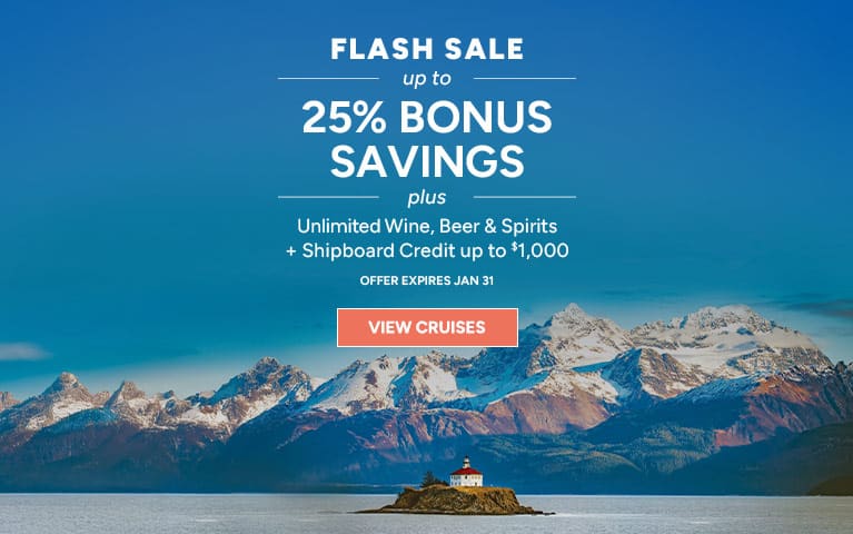 Oceania Cruises Flash Sale: Up to 25% Bonus Savings, unlimited wine, beer, & spirits, free shipboard up to $1,000